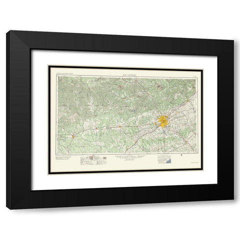 San Antonio Texas Quad - USGS 1957 Black Modern Wood Framed Art Print with Double Matting by USGS