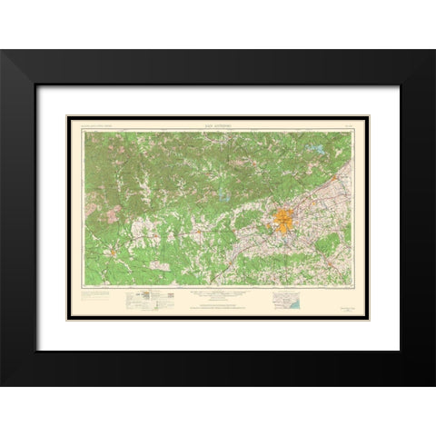 San Antonio Texas Quad - USGS 1964 Black Modern Wood Framed Art Print with Double Matting by USGS