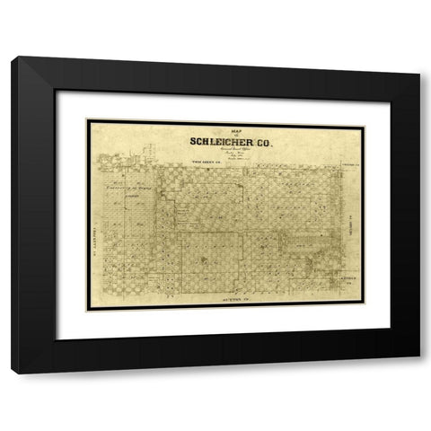 Schleicher County Texas -1887 Black Modern Wood Framed Art Print with Double Matting by Unknown