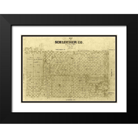 Schleicher County Texas -1887 Black Modern Wood Framed Art Print with Double Matting by Unknown