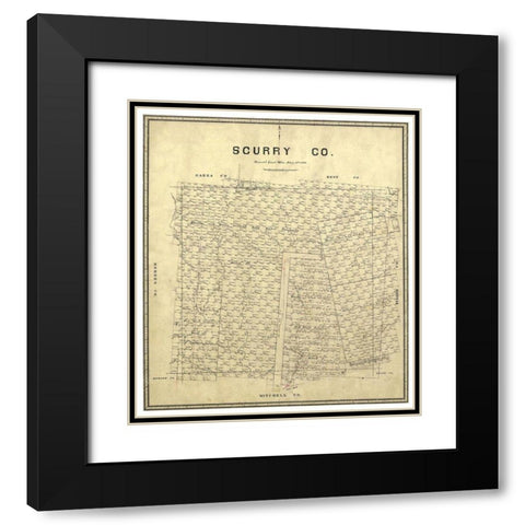 Scurry County Texas - Walsh 1880 Black Modern Wood Framed Art Print with Double Matting by Walsh