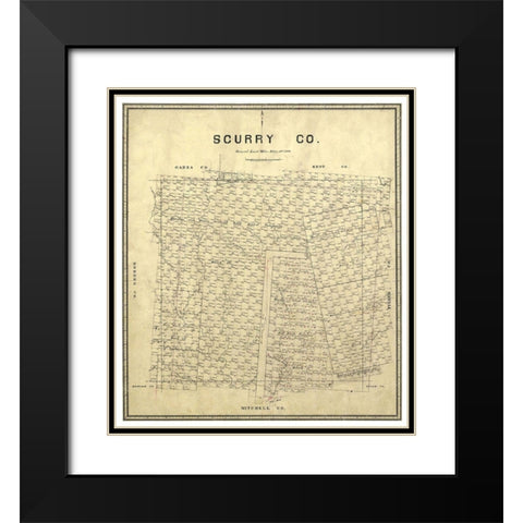 Scurry County Texas - Walsh 1880 Black Modern Wood Framed Art Print with Double Matting by Walsh