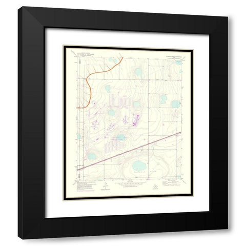 Sevenmile Basin Texas Quad - USGS 1975 Black Modern Wood Framed Art Print with Double Matting by USGS