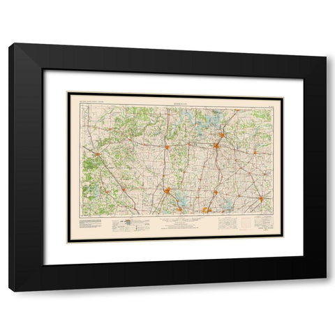 Sherman Texas Quad - USGS 1954 Black Modern Wood Framed Art Print with Double Matting by USGS