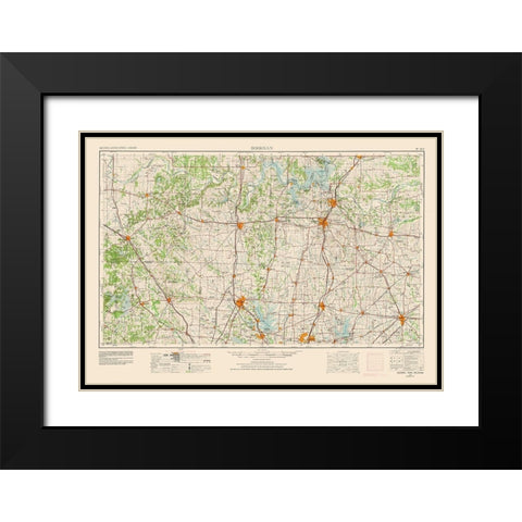 Sherman Texas Quad - USGS 1954 Black Modern Wood Framed Art Print with Double Matting by USGS