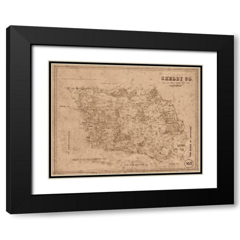 Shelby County Texas - Walsh 1880 Black Modern Wood Framed Art Print with Double Matting by Walsh