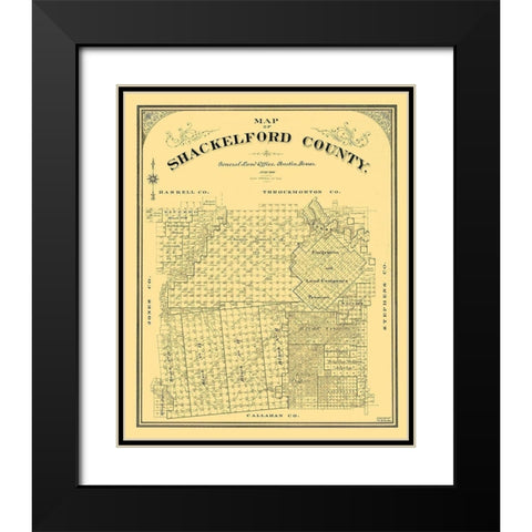 Shackelford County Texas - Duke 1901 Black Modern Wood Framed Art Print with Double Matting by Duke