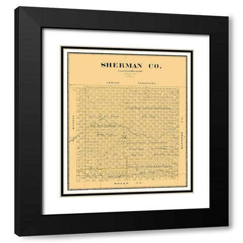 Sherman County Texas - Beaumont 1889 Black Modern Wood Framed Art Print with Double Matting by Beaumont