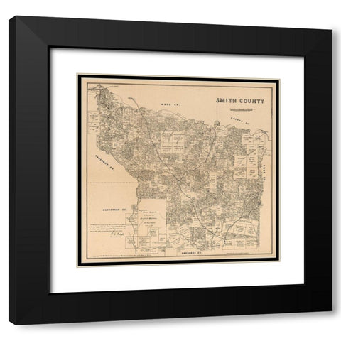 Smith County Texas - Wildort 1905 Black Modern Wood Framed Art Print with Double Matting by Wildort
