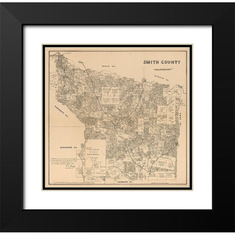 Smith County Texas - Wildort 1905 Black Modern Wood Framed Art Print with Double Matting by Wildort