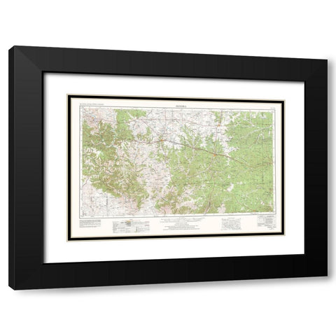 Sonora Texas Quad - USGS 1954 Black Modern Wood Framed Art Print with Double Matting by USGS
