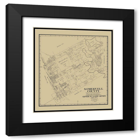 Somervell County Texas - Theilepape 1884 Black Modern Wood Framed Art Print with Double Matting by Thielepape