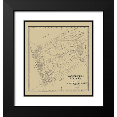 Somervell County Texas - Theilepape 1884 Black Modern Wood Framed Art Print with Double Matting by Thielepape