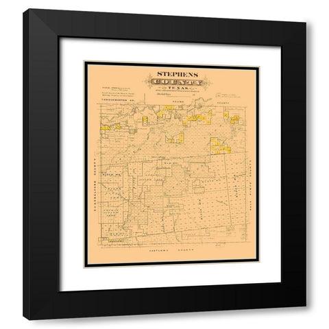 Stephens County Texas - Gast 1870 Black Modern Wood Framed Art Print with Double Matting by Gast