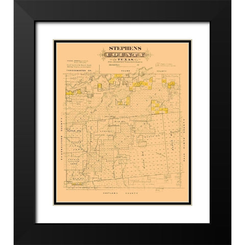 Stephens County Texas - Gast 1870 Black Modern Wood Framed Art Print with Double Matting by Gast