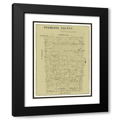 Sterling County Texas -1891 Black Modern Wood Framed Art Print with Double Matting by Unknown