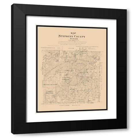 Stephens County Texas - Walsh 1879 Black Modern Wood Framed Art Print with Double Matting by Walsh