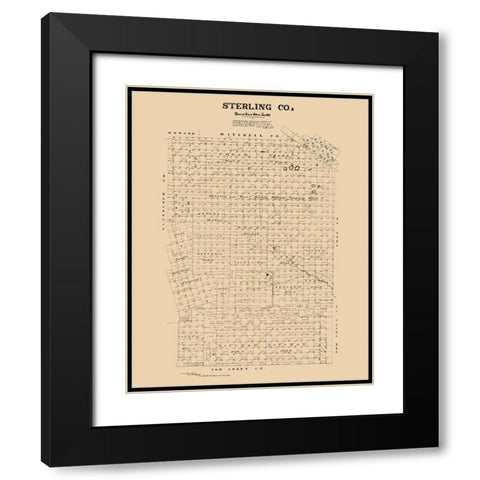 Sterling County Texas - McGaughey 1892 Black Modern Wood Framed Art Print with Double Matting by McGaughey