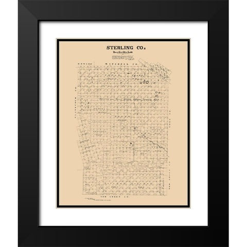 Sterling County Texas - McGaughey 1892 Black Modern Wood Framed Art Print with Double Matting by McGaughey