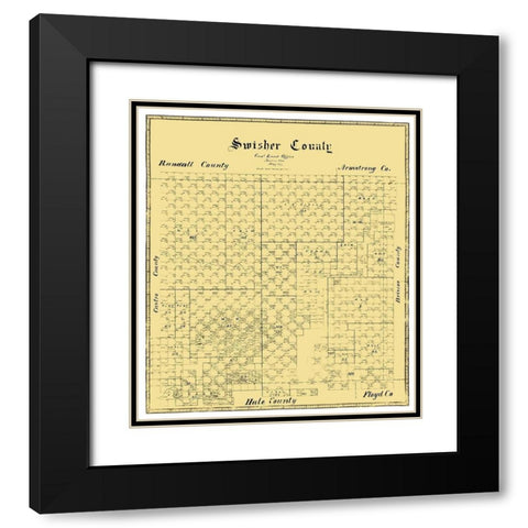 Swisher County Texas -1873 Black Modern Wood Framed Art Print with Double Matting by Unknown