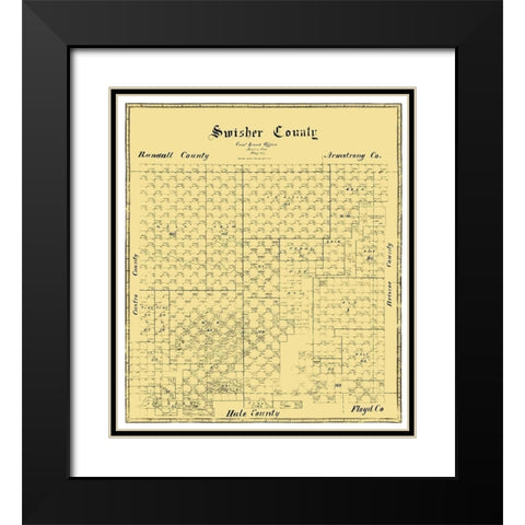 Swisher County Texas -1873 Black Modern Wood Framed Art Print with Double Matting by Unknown