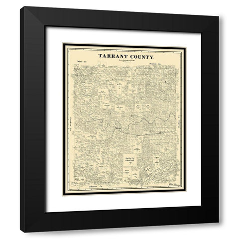 Tarrant Texas Landowner - Land Office 1885 Black Modern Wood Framed Art Print with Double Matting by Land Office
