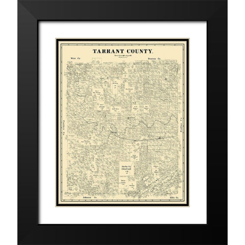 Tarrant Texas Landowner - Land Office 1885 Black Modern Wood Framed Art Print with Double Matting by Land Office