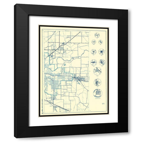 Tarrant Texas - 1936 Black Modern Wood Framed Art Print with Double Matting by Unknown