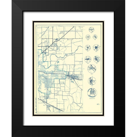 Tarrant Texas - 1936 Black Modern Wood Framed Art Print with Double Matting by Unknown