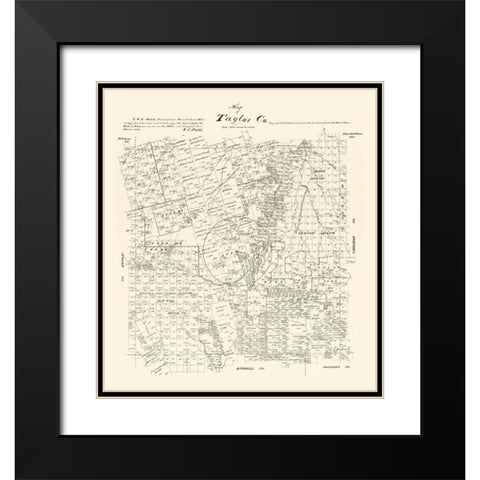 Taylor County Texas - Walsh 1879 Black Modern Wood Framed Art Print with Double Matting by Walsh