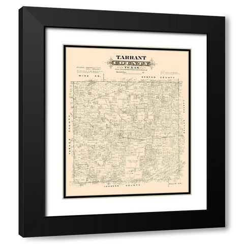 Tarrant County Texas - Gast 1870 Black Modern Wood Framed Art Print with Double Matting by Gast