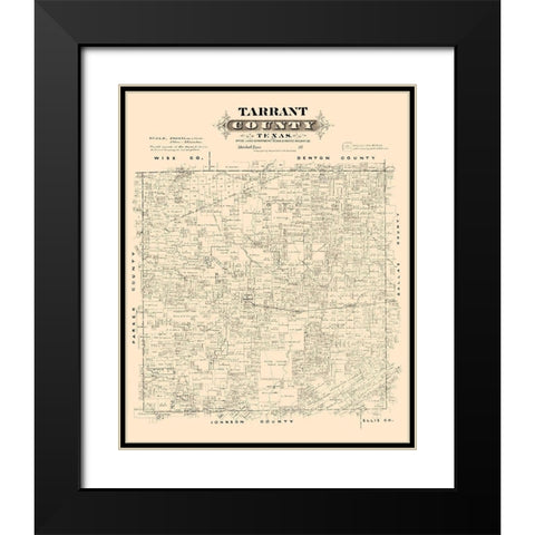 Tarrant County Texas - Gast 1870 Black Modern Wood Framed Art Print with Double Matting by Gast