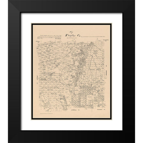 Taylor County Texas - Walsh 1879 Black Modern Wood Framed Art Print with Double Matting by Walsh