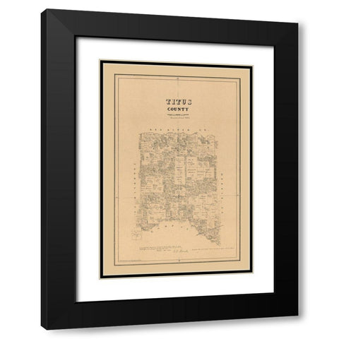 Titus County Texas - Walsh 1880 Black Modern Wood Framed Art Print with Double Matting by Walsh