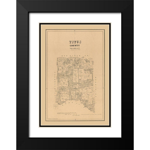 Titus County Texas - Walsh 1880 Black Modern Wood Framed Art Print with Double Matting by Walsh