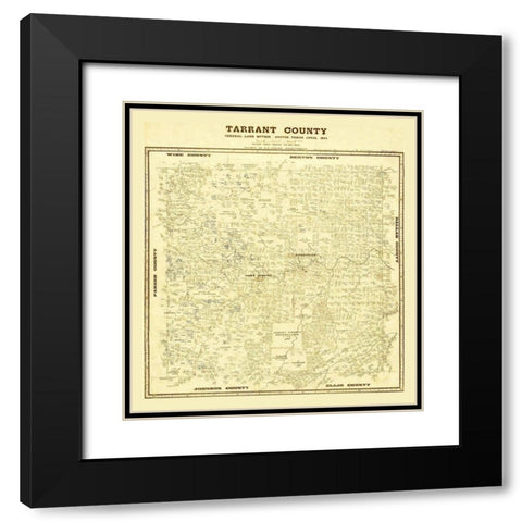 Tarrant County Texas - Lucas 1873 Black Modern Wood Framed Art Print with Double Matting by Lucas