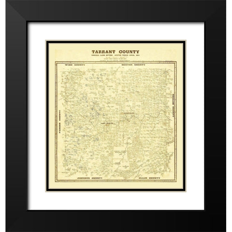 Tarrant County Texas - Lucas 1873 Black Modern Wood Framed Art Print with Double Matting by Lucas