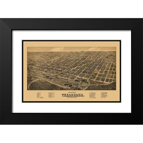 Texarkana Texas - Wellge 1888 Black Modern Wood Framed Art Print with Double Matting by Wellge