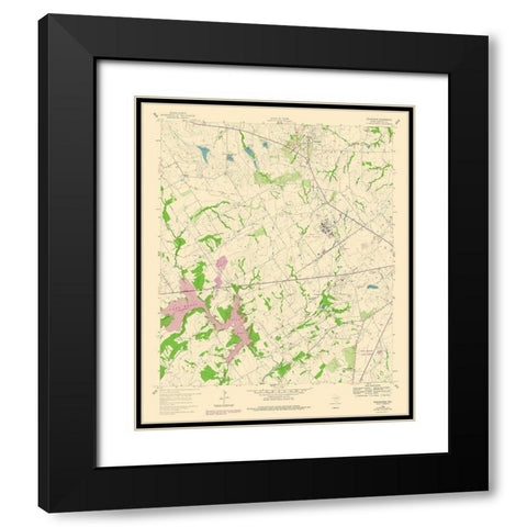 Tehuacana Texas Quad - USGS 1960 Black Modern Wood Framed Art Print with Double Matting by USGS