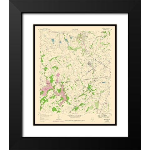 Tehuacana Texas Quad - USGS 1960 Black Modern Wood Framed Art Print with Double Matting by USGS