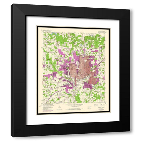 Texarkana Texas Quad - USGS 1954 Black Modern Wood Framed Art Print with Double Matting by USGS