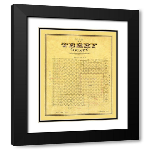 Terry County Texas -1893 Black Modern Wood Framed Art Print with Double Matting by Unknown
