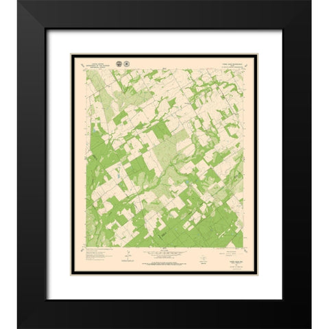 Three Oaks Texas Quad - USGS 1961 Black Modern Wood Framed Art Print with Double Matting by USGS