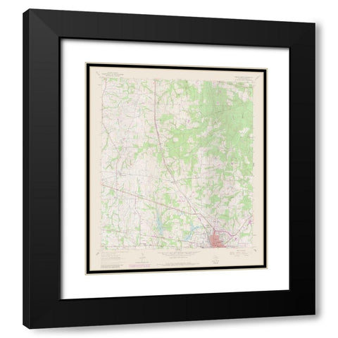 Teague North Texas Quad - USGS 1963 Black Modern Wood Framed Art Print with Double Matting by USGS