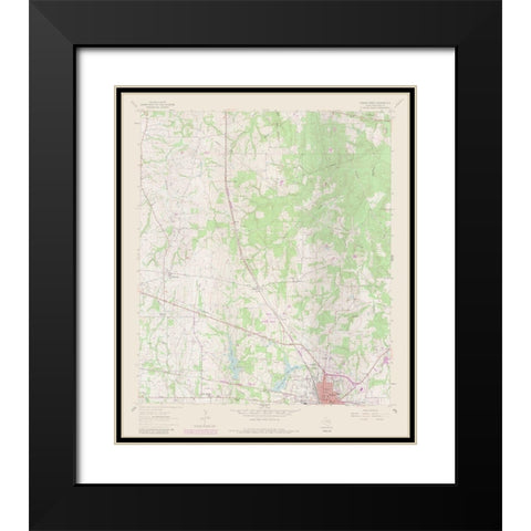 Teague North Texas Quad - USGS 1963 Black Modern Wood Framed Art Print with Double Matting by USGS