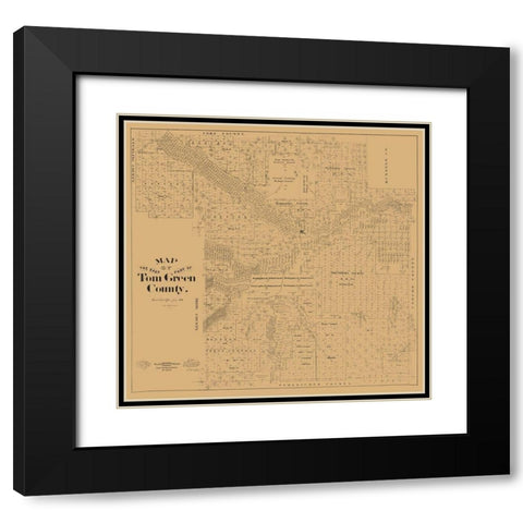 Tom Green County East Texas - McGaughey 1894 Black Modern Wood Framed Art Print with Double Matting by McGaughey