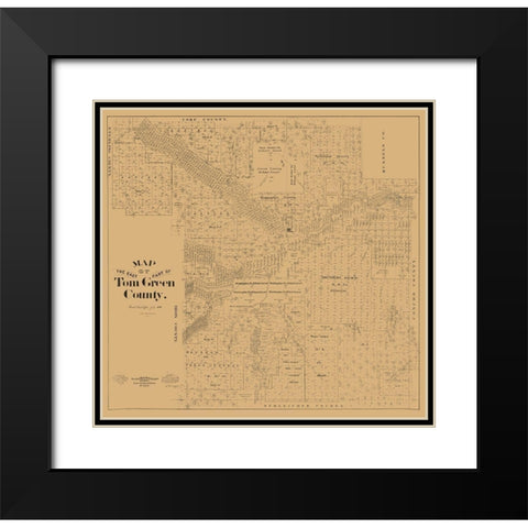 Tom Green County East Texas - McGaughey 1894 Black Modern Wood Framed Art Print with Double Matting by McGaughey