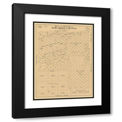 Tom Green County West - McCaughy 1894 Black Modern Wood Framed Art Print with Double Matting by McCaughy