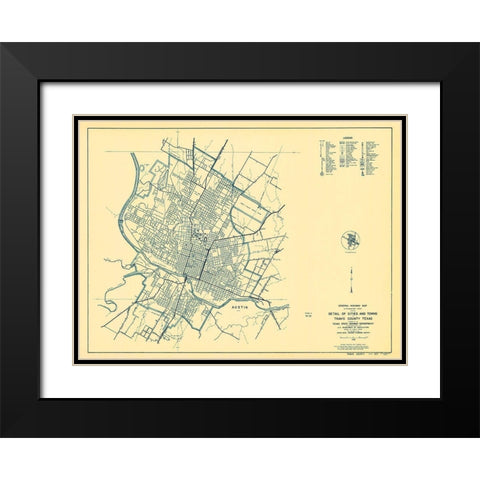 Travis Texas Highway - Highway Dept 1936 Black Modern Wood Framed Art Print with Double Matting by Highway Dept