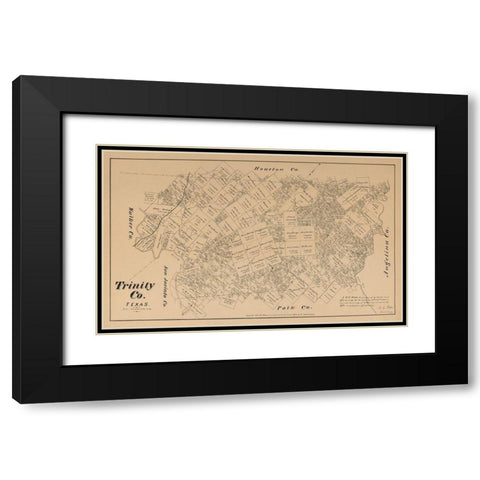 Trinity County Texas - Walsh 1879 Black Modern Wood Framed Art Print with Double Matting by Walsh